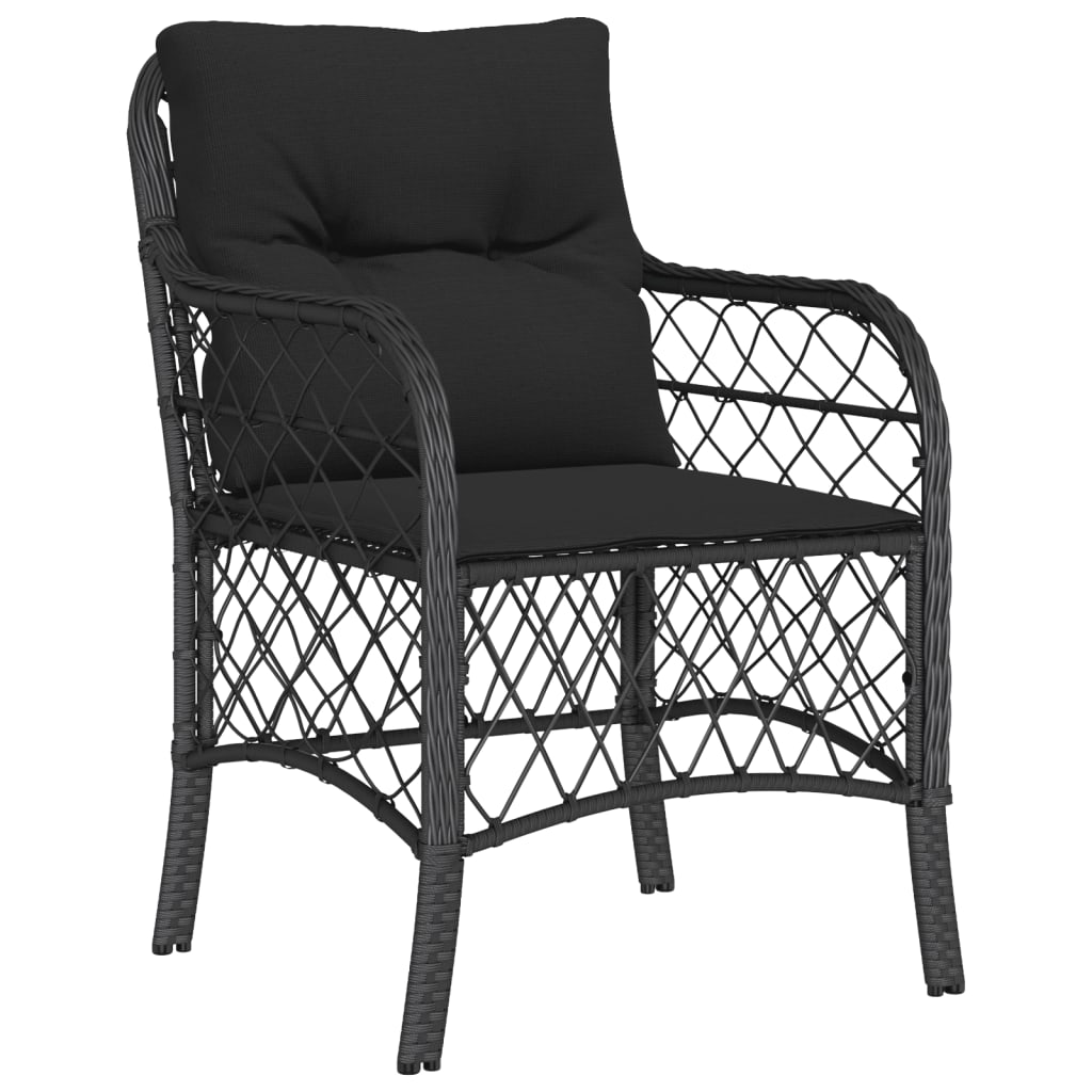 Set da Pranzo da Giardino 7 pz Nero con Cuscini in Polyrattan - homemem39