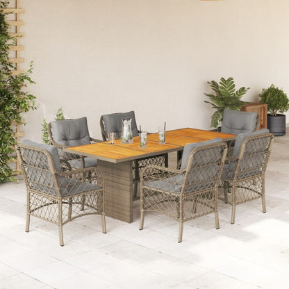 Set Pranzo da Giardino 7 pz con Cuscini Beige Misto Polyrattan | homemem39