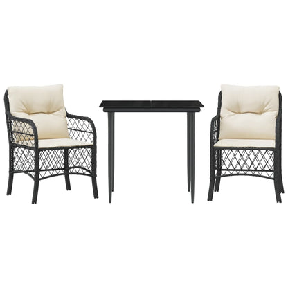 Set da Bistrò 3 pz con Cuscini Nero in Polyrattan | homemem39