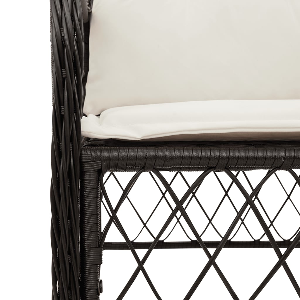 Set da Bistrò 3 pz con Cuscini Nero in Polyrattan | homemem39
