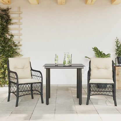 Set da Bistrò 3 pz con Cuscini Nero in Polyrattan | homemem39