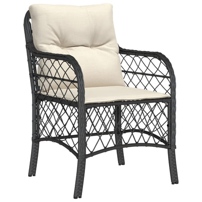 Set da Pranzo da Giardino 9 pz con Cuscini Nero in Polyrattan | homemem39