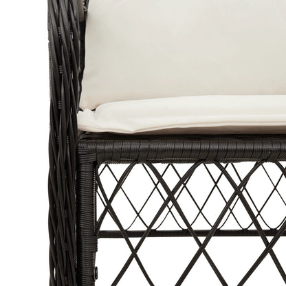 Set da Pranzo da Giardino 9 pz con Cuscini Nero in Polyrattan | homemem39