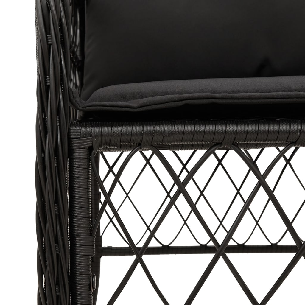 Set da Pranzo da Giardino 5 pz Nero con Cuscini in Polyrattan | homemem39