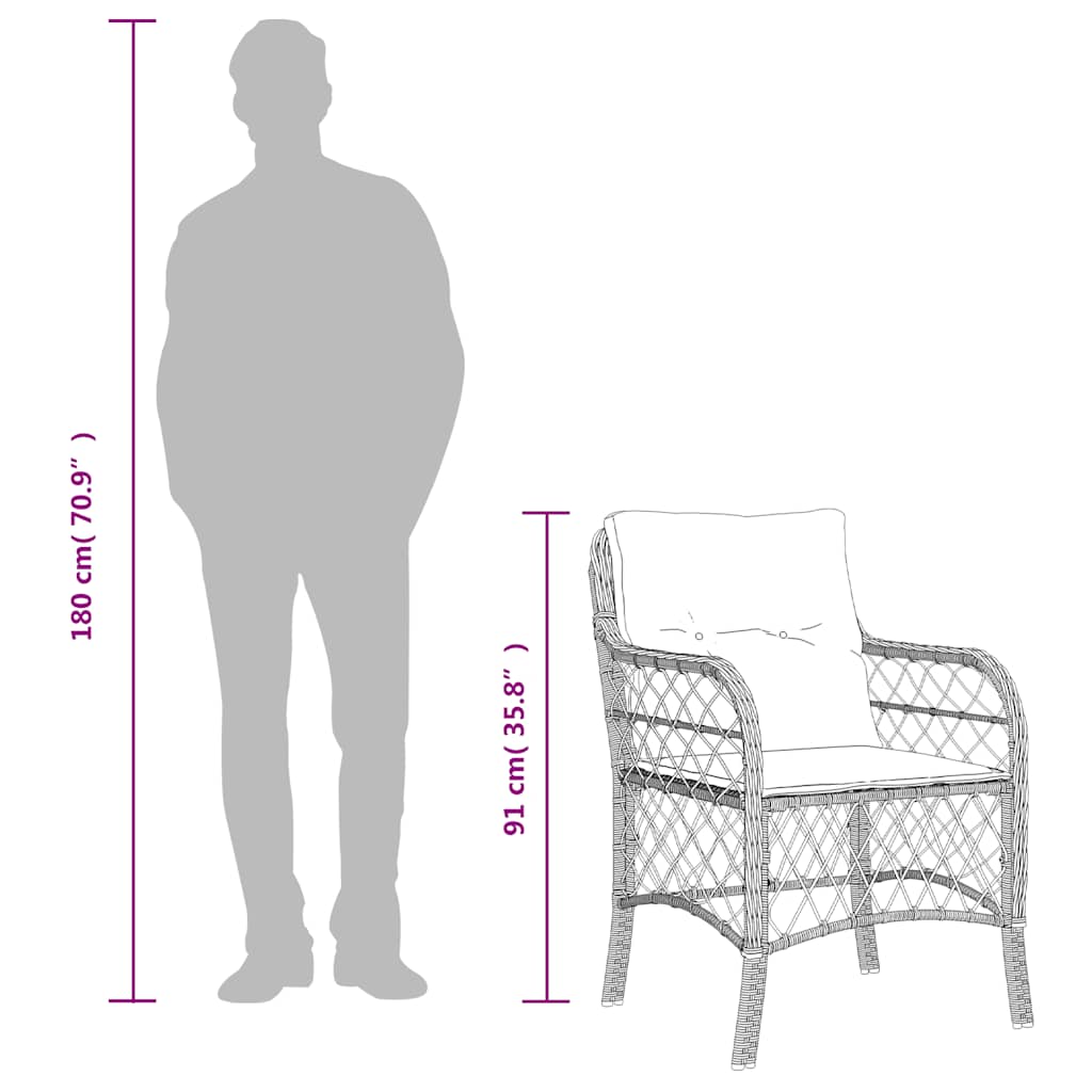 Set da Pranzo da Giardino 7 pz Nero con Cuscini in Polyrattan | homemem39