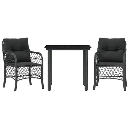Set da Bistrò 3 pz con Cuscini Nero in Polyrattan - homemem39