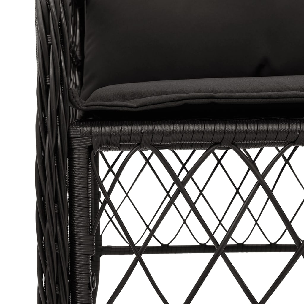 Set da Bistrò 3 pz con Cuscini Nero in Polyrattan | homemem39