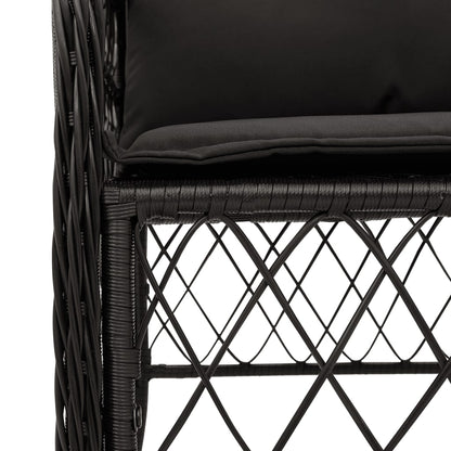 Set da Bistrò 3 pz con Cuscini Nero in Polyrattan | homemem39