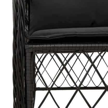Set da Pranzo da Giardino 5 pz Nero con Cuscini in Polyrattan | homemem39