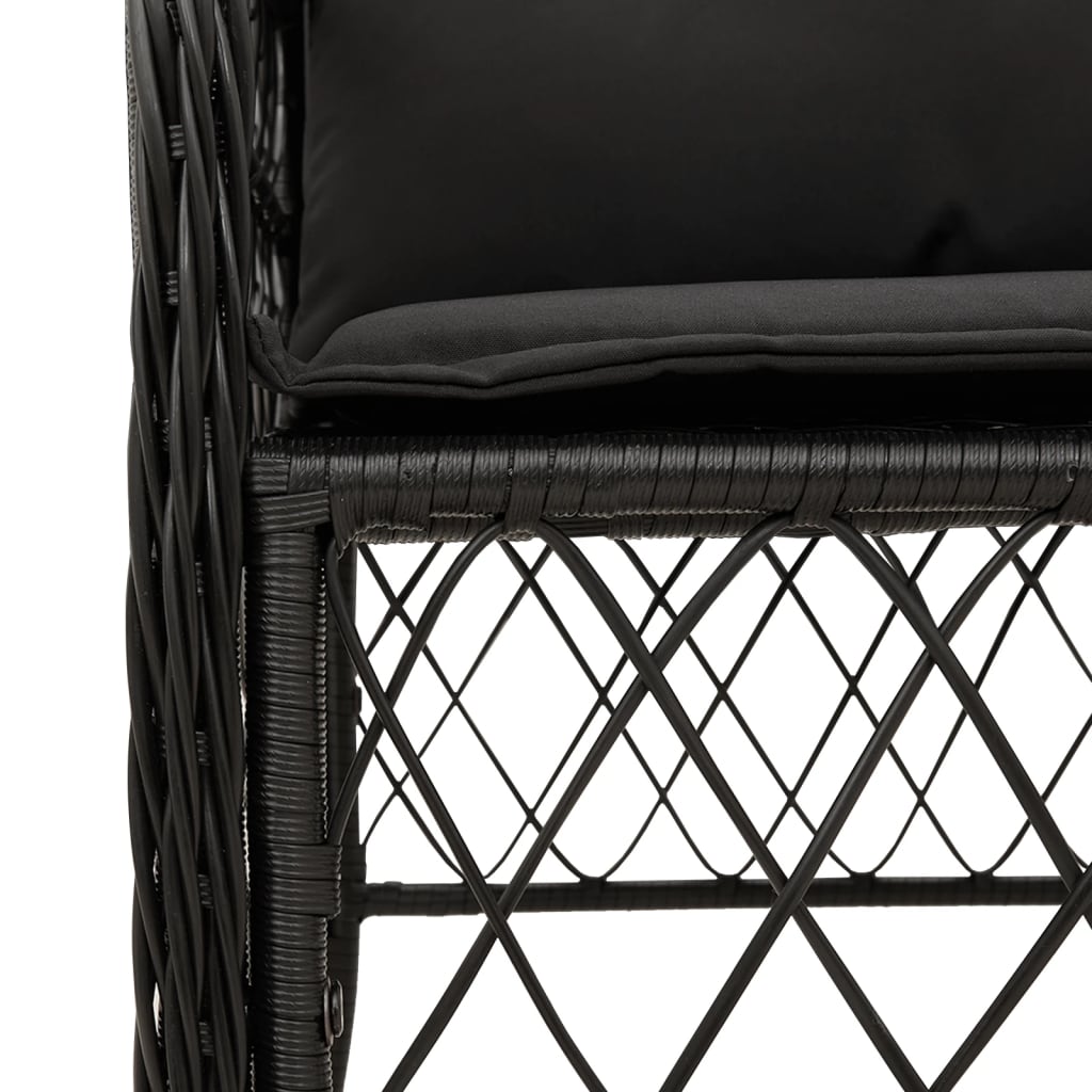 Set da Pranzo da Giardino 5 pz Nero con Cuscini in Polyrattan | homemem39