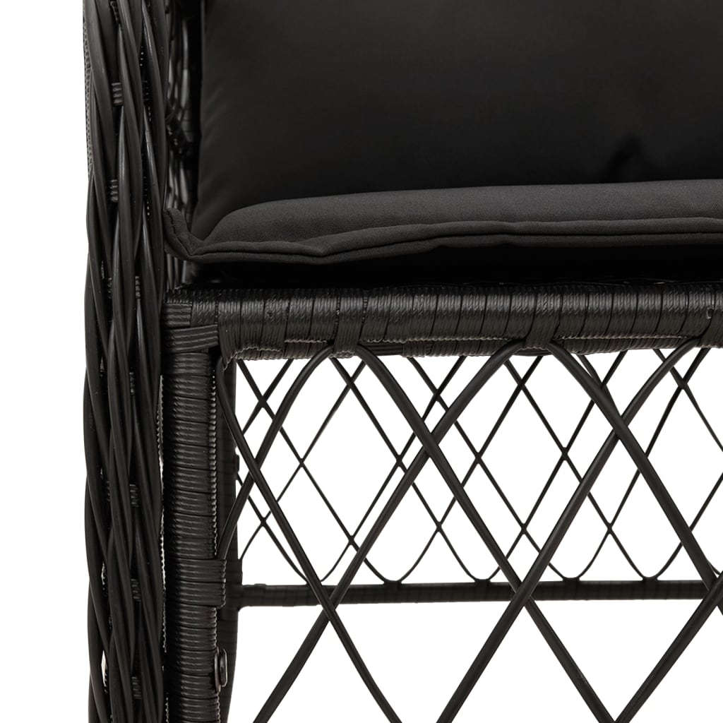 Set da Pranzo da Giardino 7 pz Nero con Cuscini in Polyrattan | homemem39