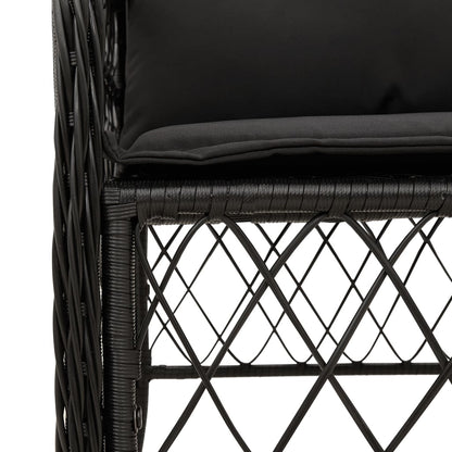 Set da Pranzo da Giardino 9 pz con Cuscini Nero in Polyrattan | homemem39