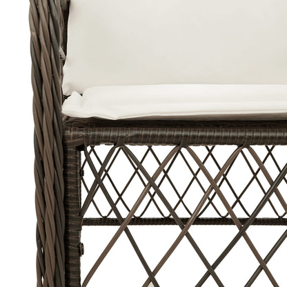 Set da Pranzo da Giardino 5pz con Cuscini in Polyrattan Marrone | homemem39
