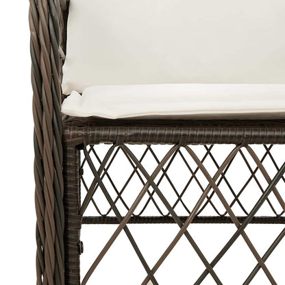 Set da Pranzo da Giardino 5pz con Cuscini in Polyrattan Marrone | homemem39