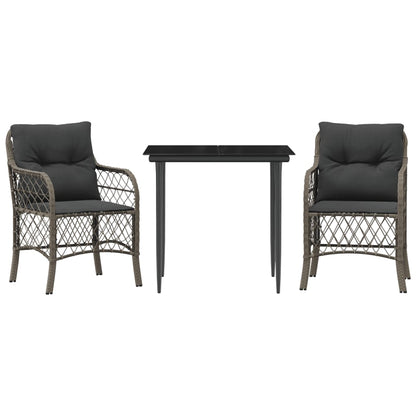 Set da Bistrò 3 pz con Cuscini Grigio in Polyrattan | homemem39