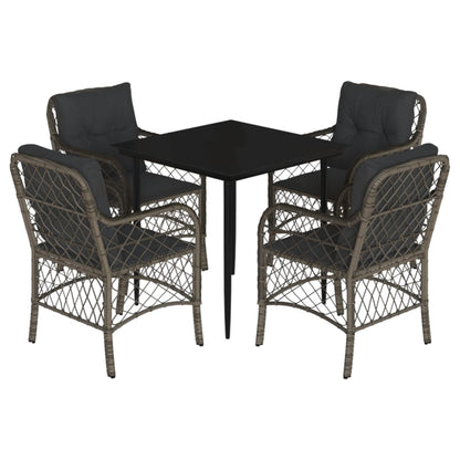 Set da Pranzo da Giardino 5 pz con Cuscini in Polyrattan Grigio | homemem39