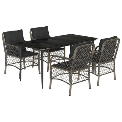Set da Pranzo da Giardino 5 pz con Cuscini in Polyrattan Grigio | homemem39