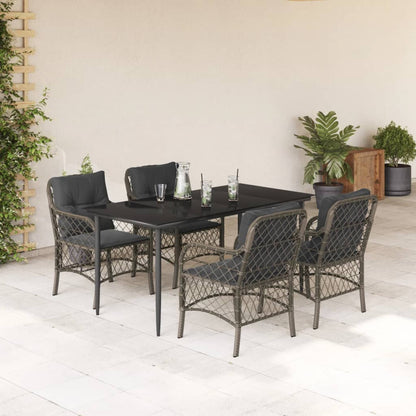 Set da Pranzo da Giardino 5 pz con Cuscini in Polyrattan Grigio | homemem39