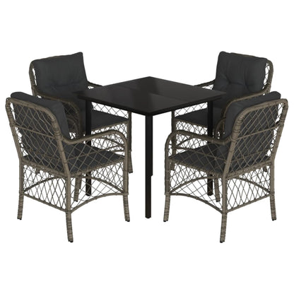 Set da Pranzo da Giardino 5 pz con Cuscini in Polyrattan Grigio - homemem39