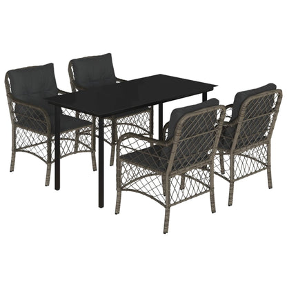 Set da Pranzo da Giardino 5 pz con Cuscini in Polyrattan Grigio | homemem39