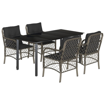 Set da Pranzo da Giardino 5 pz con Cuscini in Polyrattan Grigio | homemem39