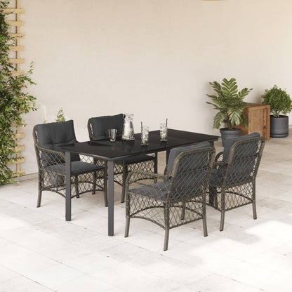 Set da Pranzo da Giardino 5 pz con Cuscini in Polyrattan Grigio | homemem39