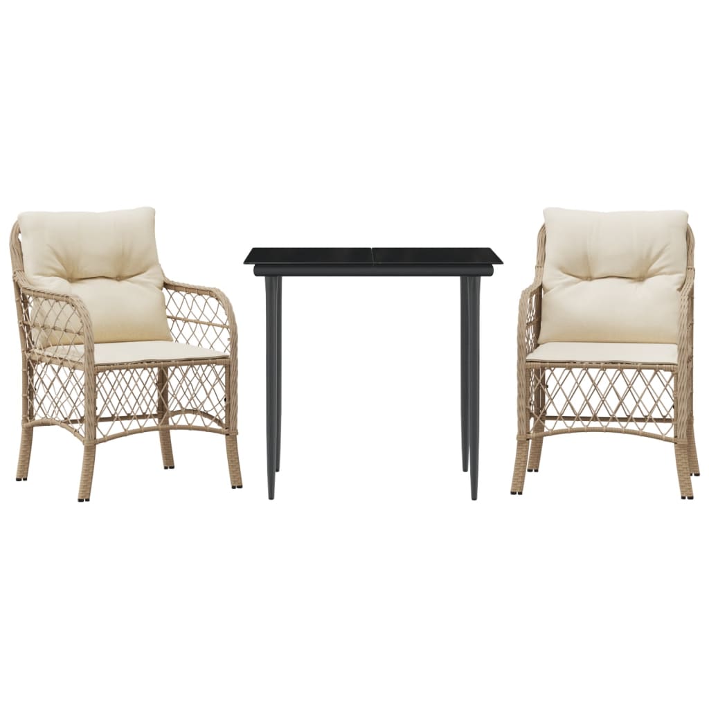 Set da Bistrò 3 pz con Cuscini Beige in Polyrattan | homemem39