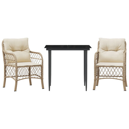 Set da Bistrò 3 pz con Cuscini Beige in Polyrattan - homemem39