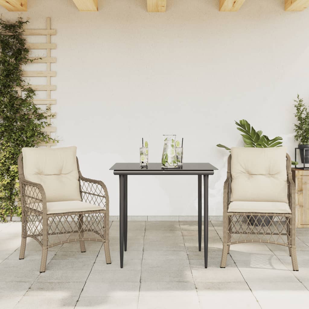 Set da Bistrò 3 pz con Cuscini Beige in Polyrattan - homemem39