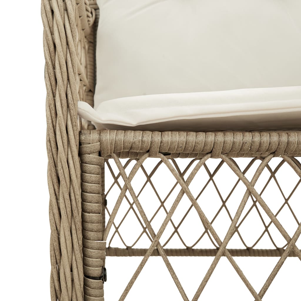 Set da Pranzo da Giardino 9 pz con Cuscini Beige in Polyrattan - homemem39