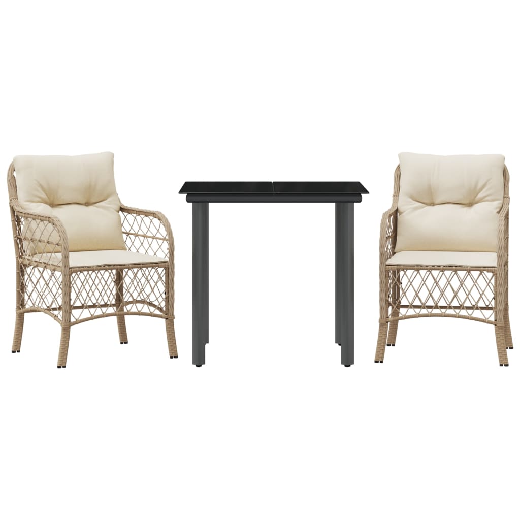Set da Bistrò 3 pz con Cuscini Beige in Polyrattan | homemem39