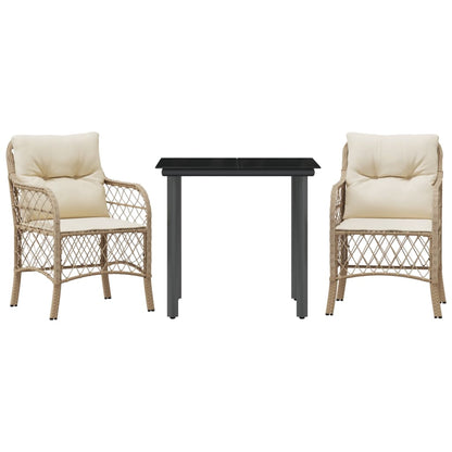 Set da Bistrò 3 pz con Cuscini Beige in Polyrattan | homemem39