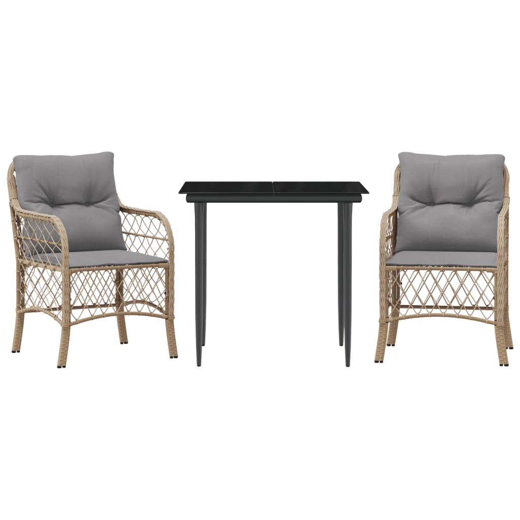 Set da Bistrò 3 pz con Cuscini Beige Misto in Polyrattan | homemem39