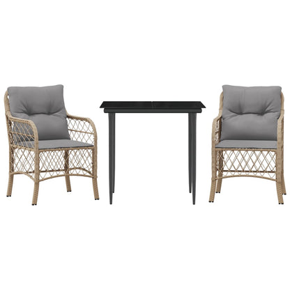 Set da Bistrò 3 pz con Cuscini Beige Misto in Polyrattan - homemem39