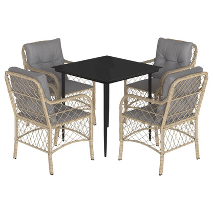 Set Pranzo da Giardino 5 pz con Cuscini Beige Misto Polyrattan | homemem39
