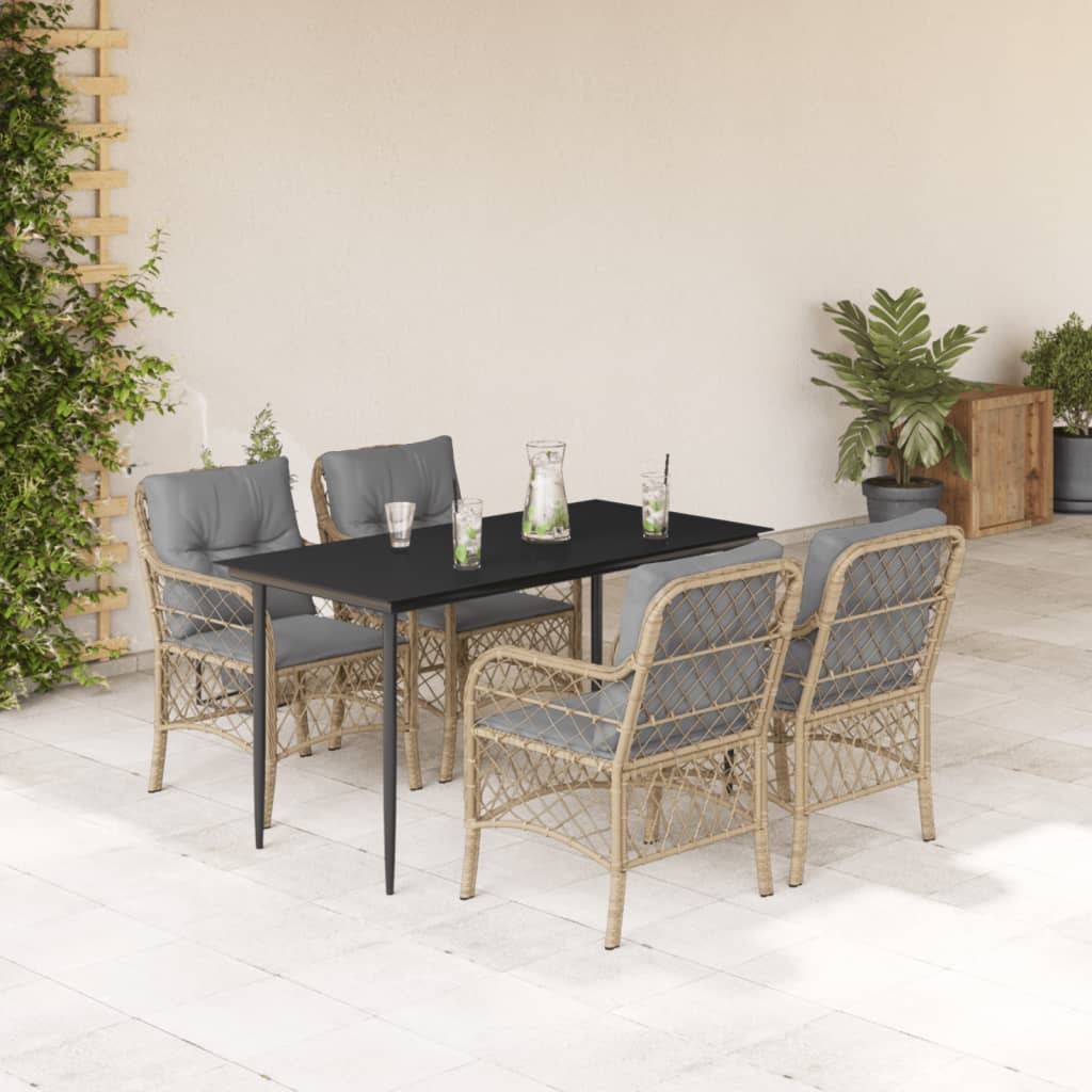 Set Pranzo da Giardino 5 pz con Cuscini Beige Misto Polyrattan | homemem39