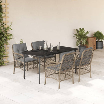 Set Pranzo da Giardino 5 pz con Cuscini Beige Misto Polyrattan | homemem39