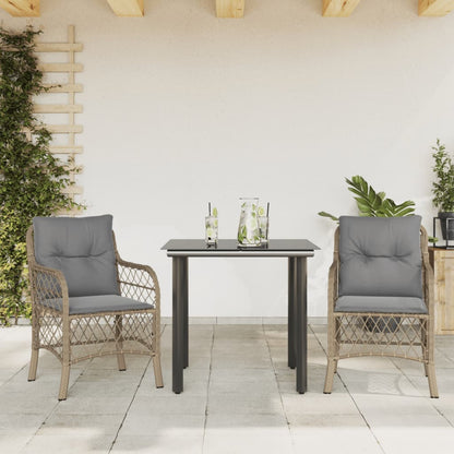 Set da Bistrò 3 pz con Cuscini Beige Misto in Polyrattan | homemem39