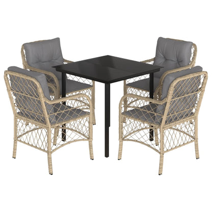 Set Pranzo da Giardino 5 pz con Cuscini Beige Misto Polyrattan | homemem39