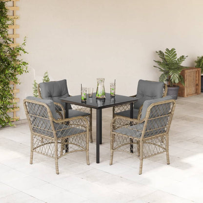 Set Pranzo da Giardino 5 pz con Cuscini Beige Misto Polyrattan | homemem39