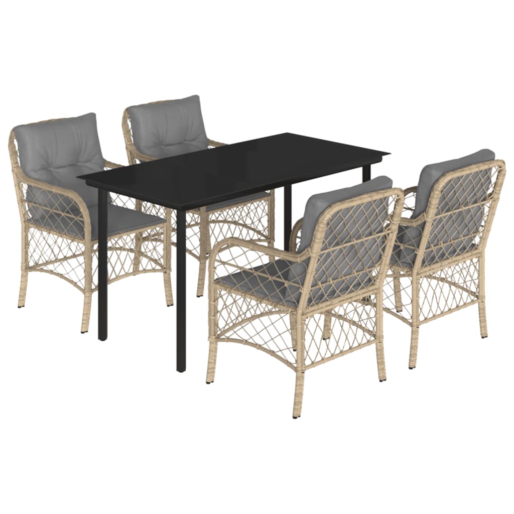 Set Pranzo da Giardino 5 pz con Cuscini Beige Misto Polyrattan - homemem39