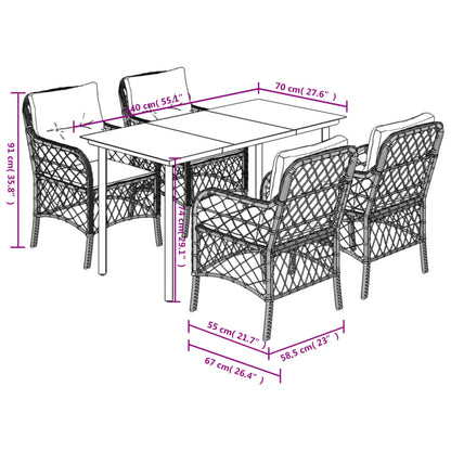 Set Pranzo da Giardino 5 pz con Cuscini Beige Misto Polyrattan | homemem39