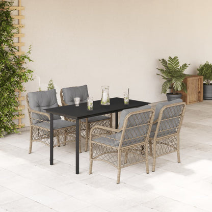 Set Pranzo da Giardino 5 pz con Cuscini Beige Misto Polyrattan | homemem39