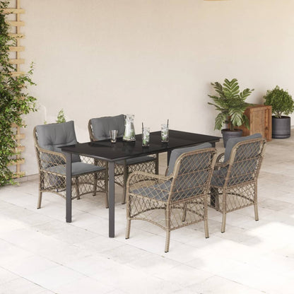 Set Pranzo da Giardino 5 pz con Cuscini Beige Misto Polyrattan | homemem39