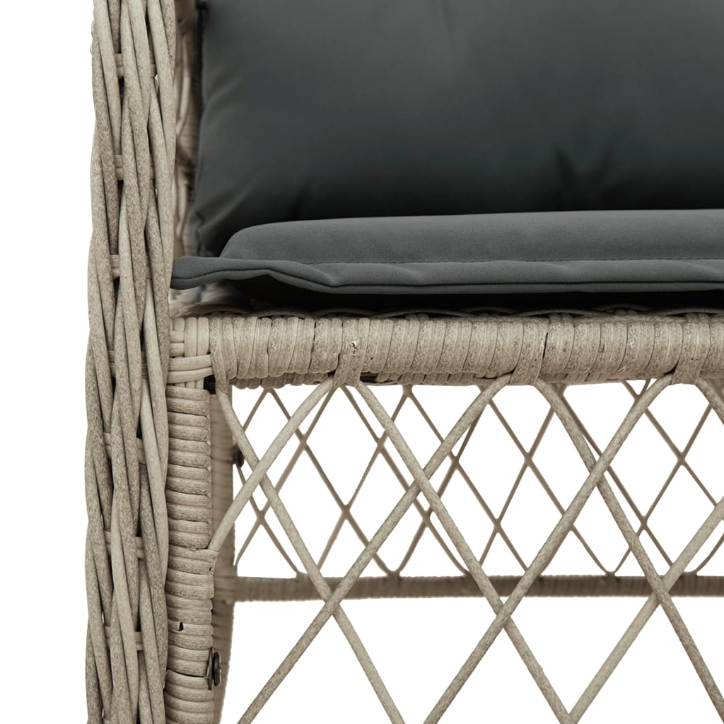 Set Pranzo da Giardino 5pz con Cuscini Grigio Chiaro Polyrattan | homemem39