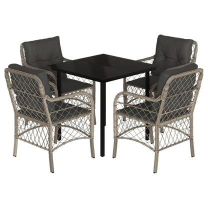 Set Pranzo da Giardino 5pz con Cuscini Grigio Chiaro Polyrattan - homemem39