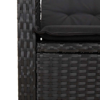 Set da Pranzo da Giardino 3 pz con Cuscini Nero in Polyrattan | homemem39