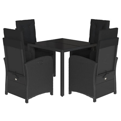 Set da Pranzo da Giardino 5 pz Nero con Cuscini in Polyrattan | homemem39