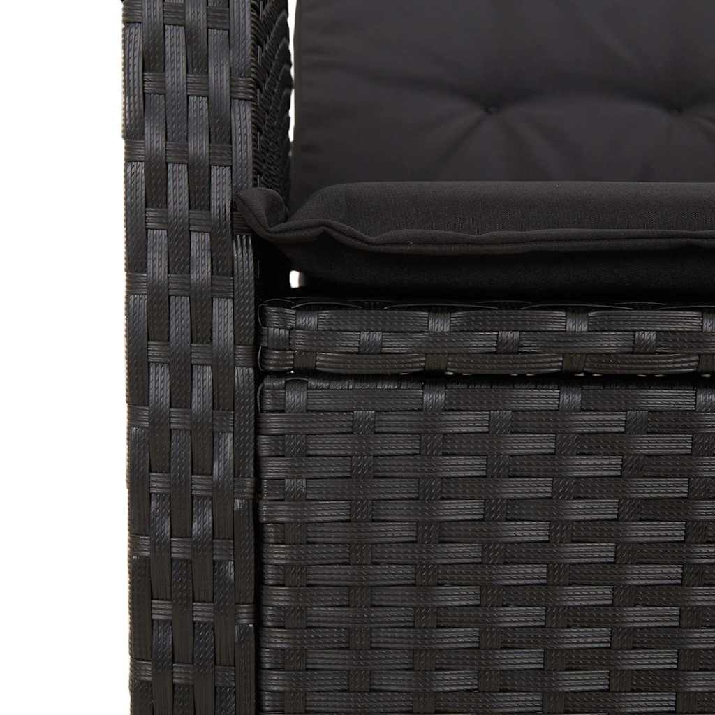 Set da Pranzo da Giardino 5 pz Nero con Cuscini in Polyrattan | homemem39