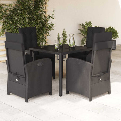 Set da Pranzo da Giardino 5 pz Nero con Cuscini in Polyrattan | homemem39